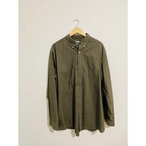 LL Bean Men's Green & White Plaid Long Sleeve Shirt SZ XL REG Button-Down